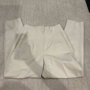 Zara Ivory Slim Pleated Straight Leg Trousers in‎ Size Medium